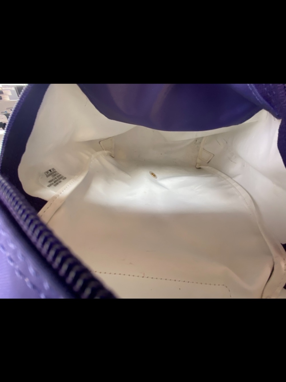 Purple Longchamp Le Pliage Lined Nylon Mini Backpack with Cognac Trim - Picture 15 of 16
